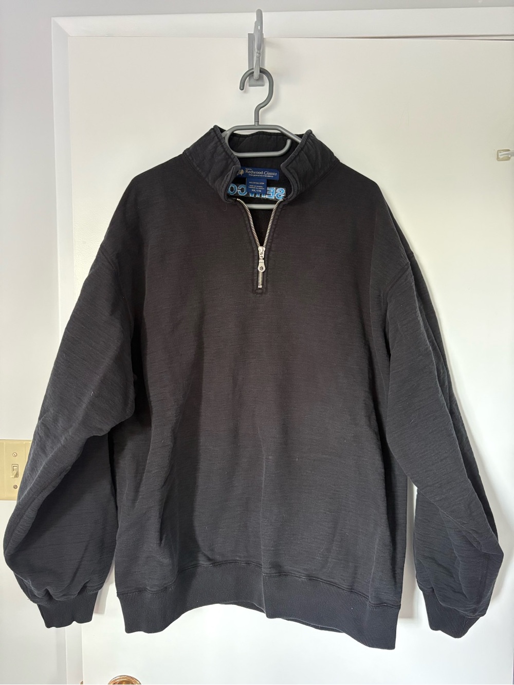 Men's Black Heavy Weight Vintage Quarter-Zip Sweater